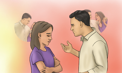 Illustration of a couple arguing